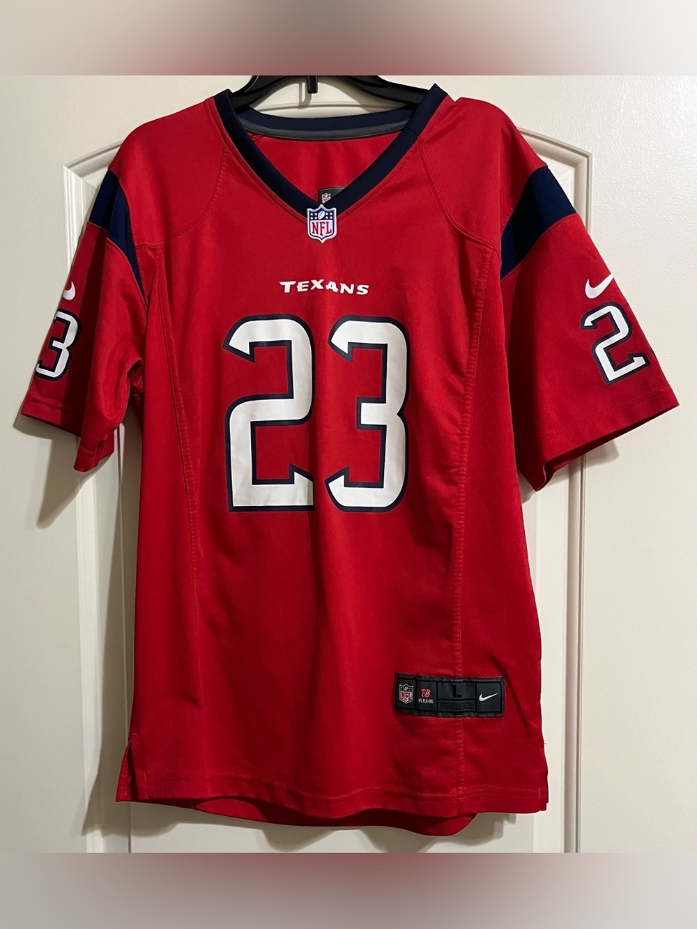 Vintage Nike On Field YOUTH Houston Texans #23 Foster Red Football Jersey Large